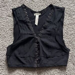 Free People Intimately Black Cropped Hook-and-Eye Vest